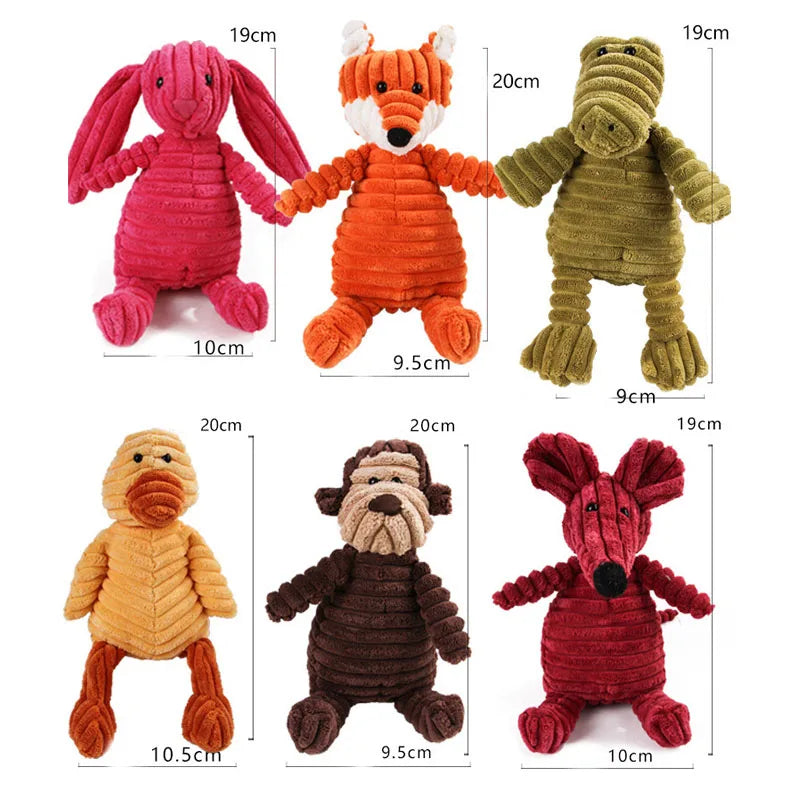 Corduroy Animal Plush Squeaky Dog Toy