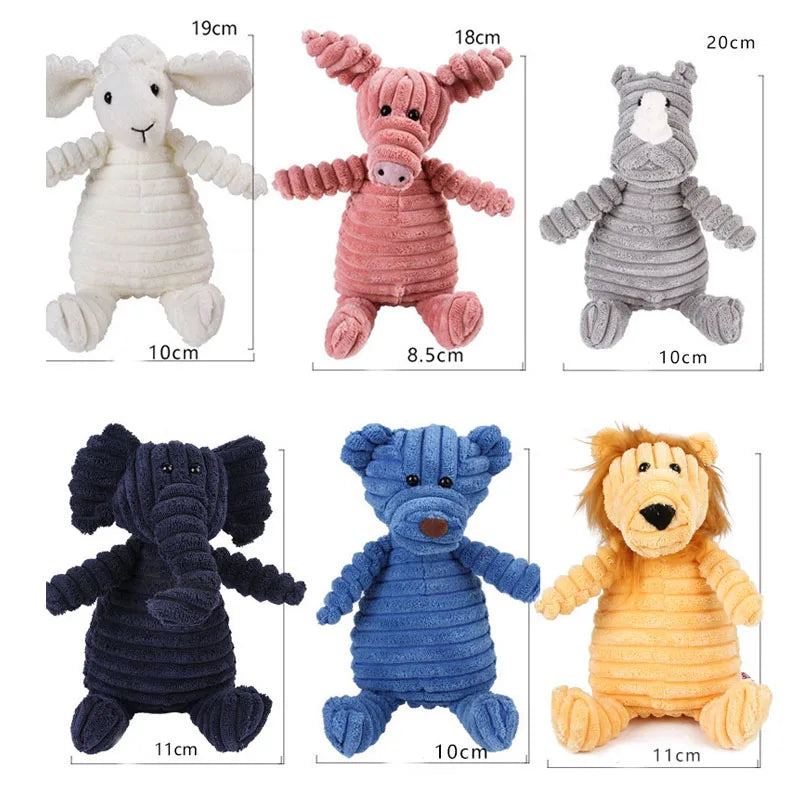Corduroy Animal Plush Squeaky Dog Toy
