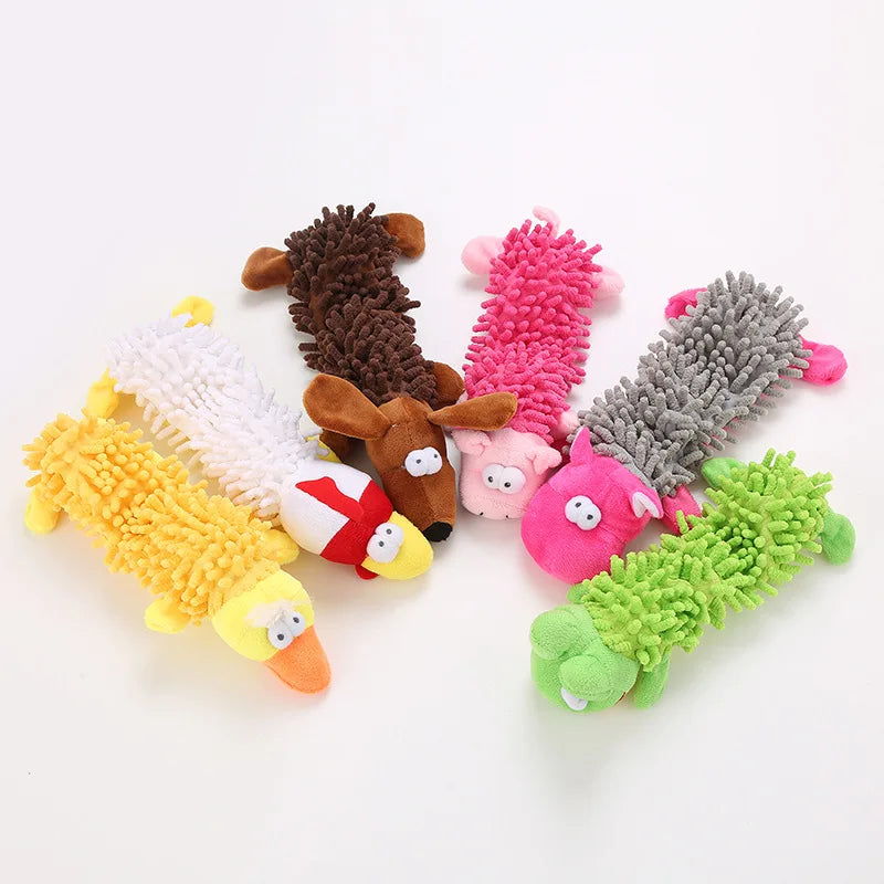 Plush Animal Squeaky Dog Toy – Cute Cartoon Style