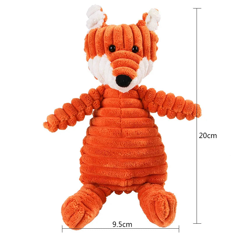Corduroy Animal Plush Squeaky Dog Toy