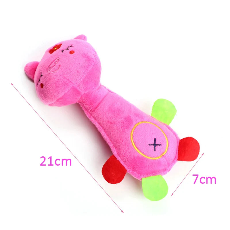 Plush Animal Squeaky Dog Toy – Cute Cartoon Style