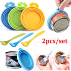 Silicone Pet Food Can Lids with Spoon Set