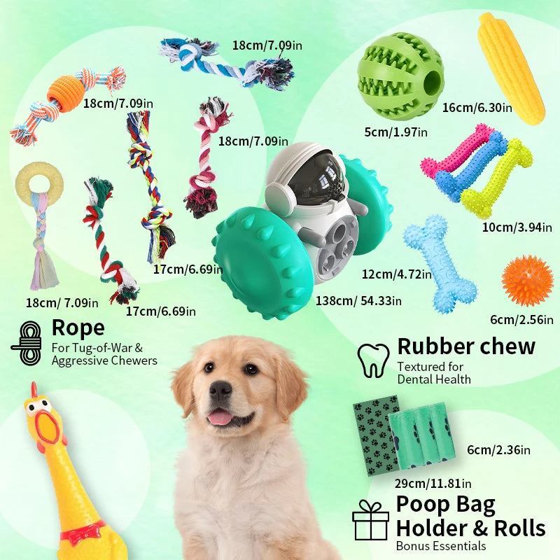 18-Pack Dog Toy Set – Chew, Rope & Interactive Toys