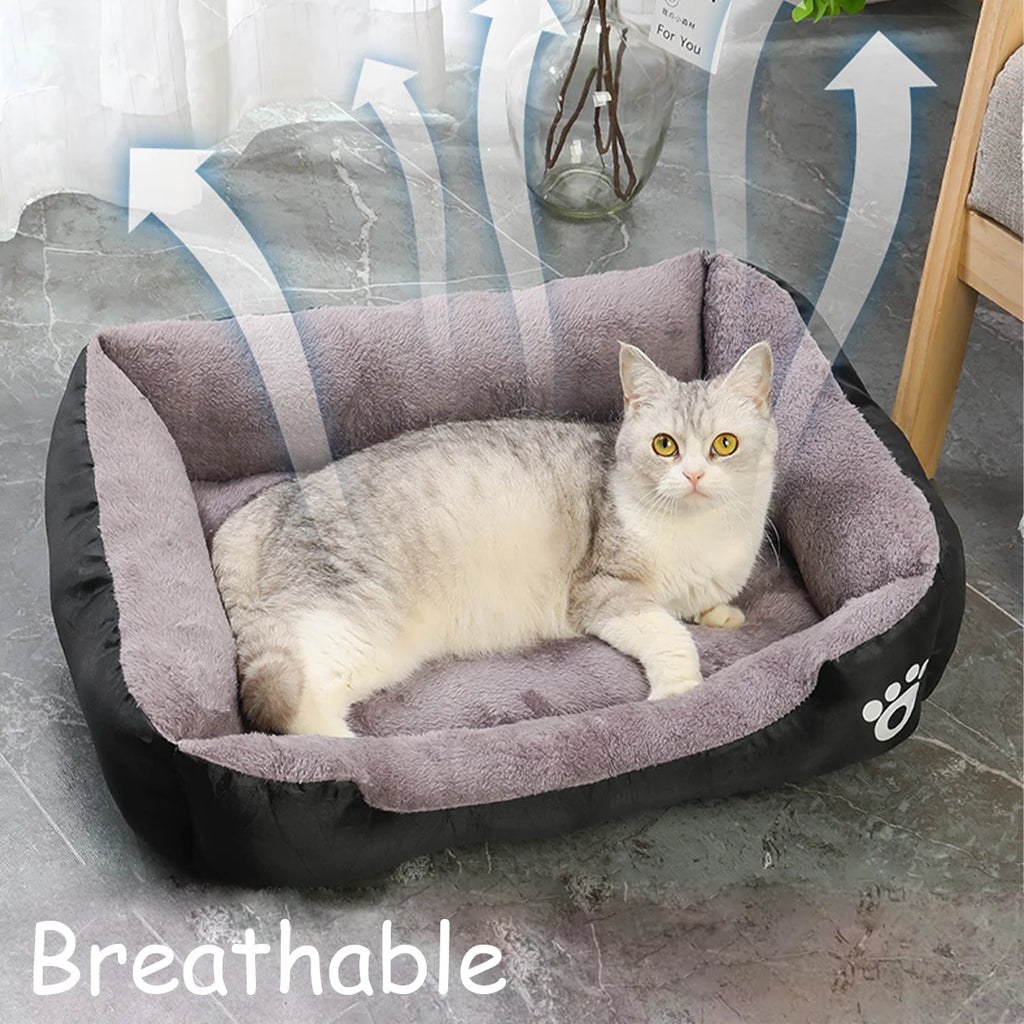 Orthopedic Plush Dog & Cat Bed – Washable Rectangular Pet Sofa