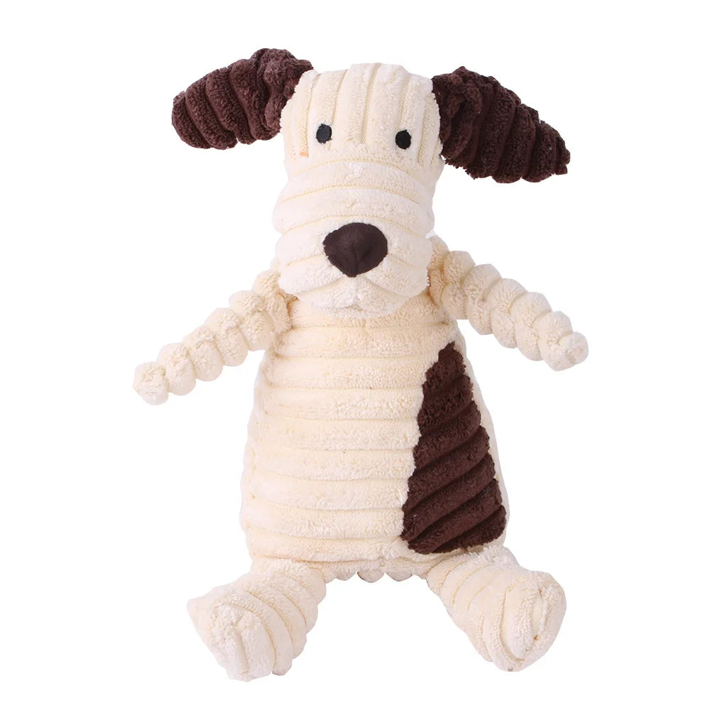 Corduroy Animal Plush Squeaky Dog Toy