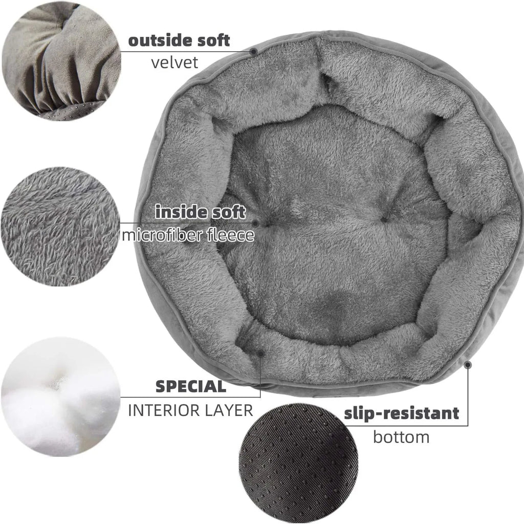Plush Cat & Small Dog Bed – Washable Pet Cushion