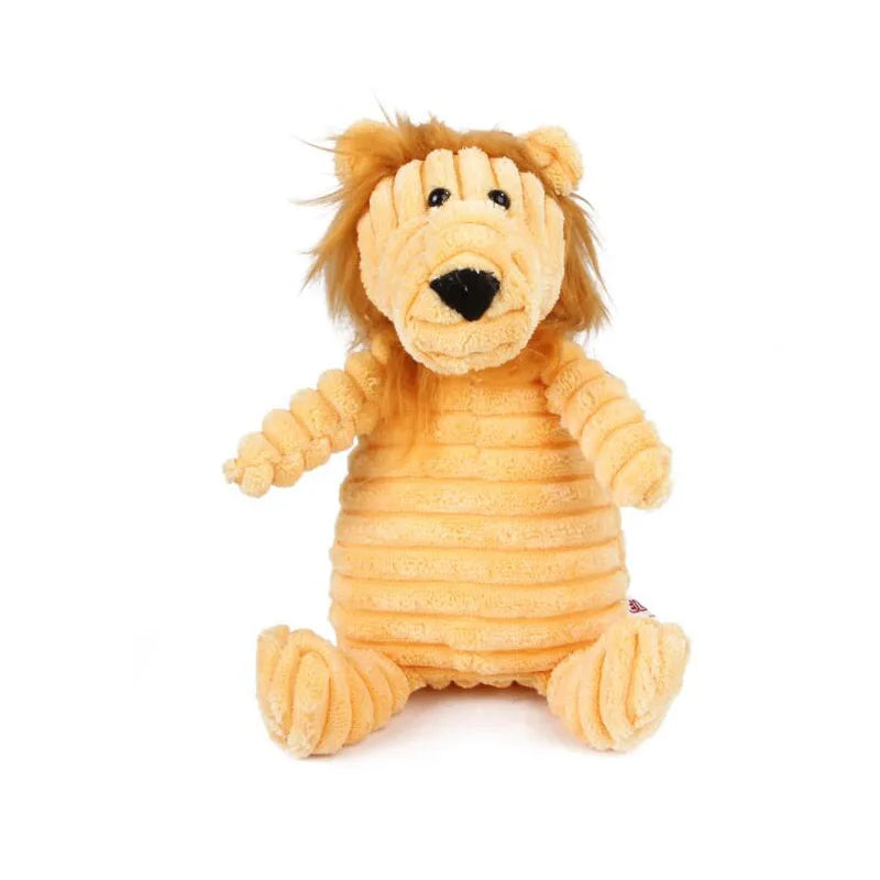 Corduroy Animal Plush Dog Toy with Squeaker