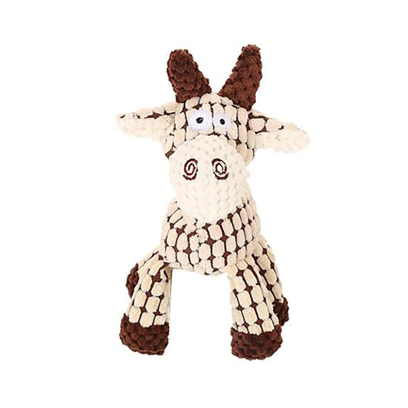 Corduroy Animal Plush Dog Toy with Squeaker