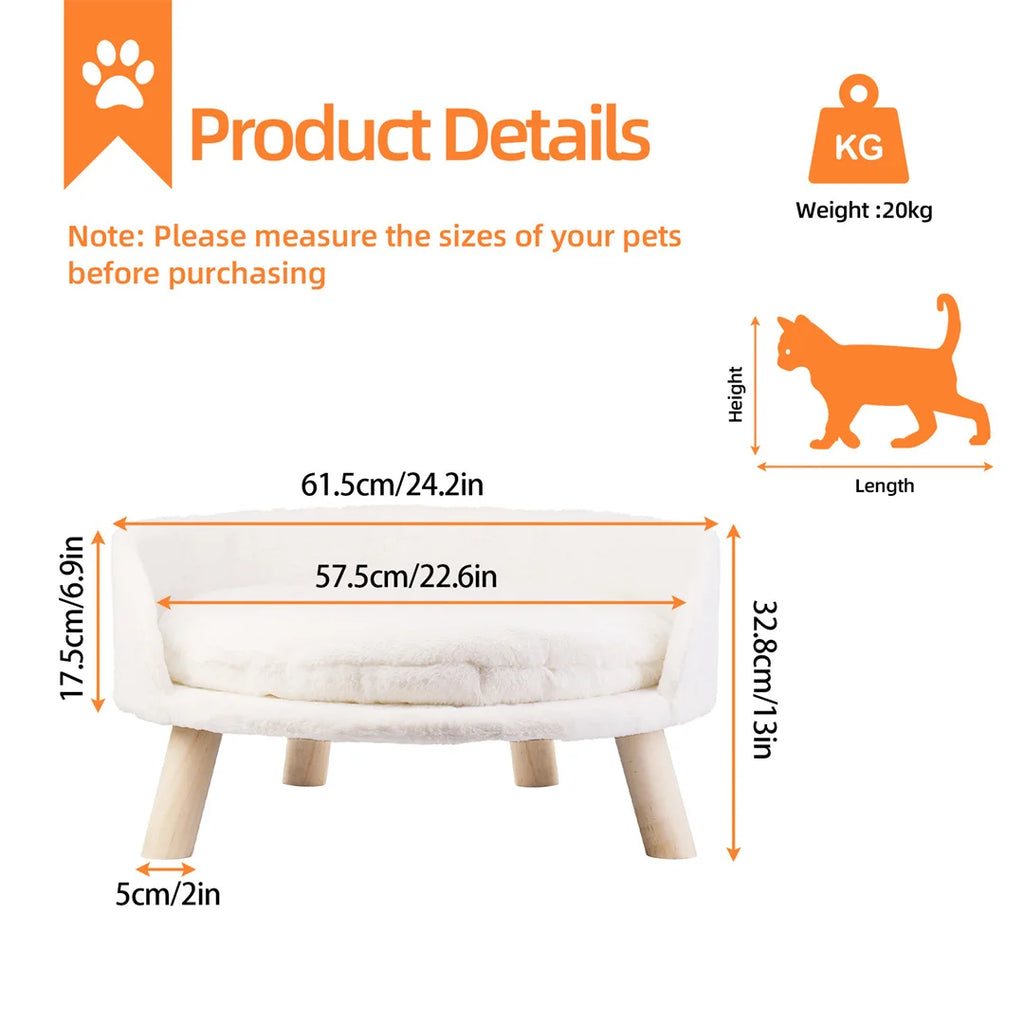Elevated Pet Bed with Legs – Cozy Cat & Small Dog Sofa