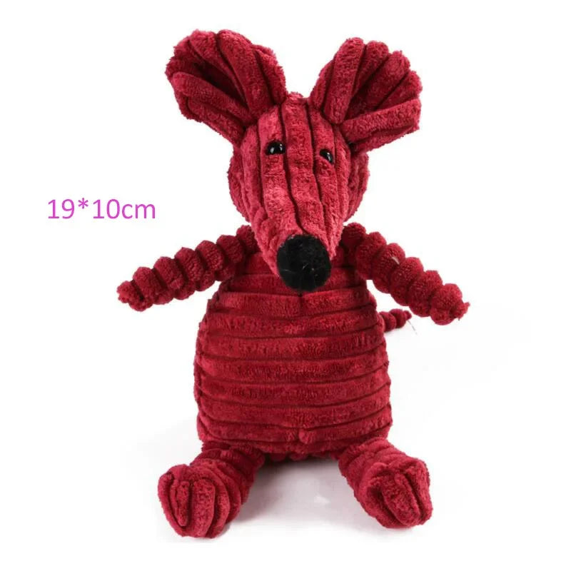 Corduroy Animal Plush Dog Toy with Squeaker