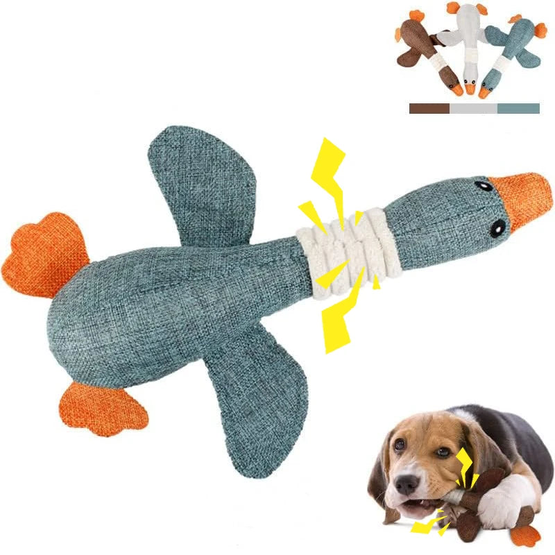 Durable Goose Squeaky Dog Toy – Plush Chew Toy