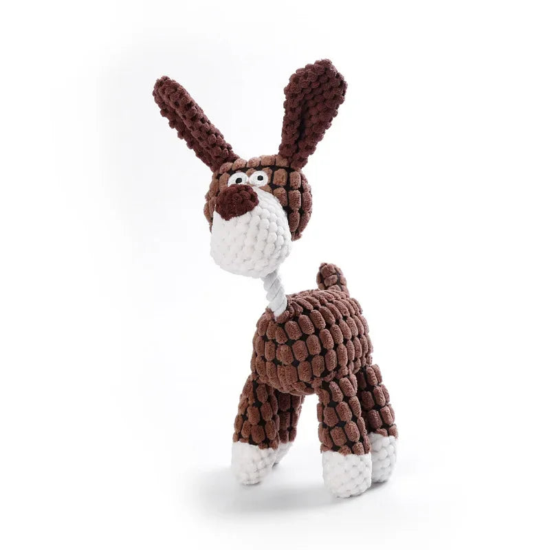 Corduroy Animal Plush Dog Toy with Squeaker