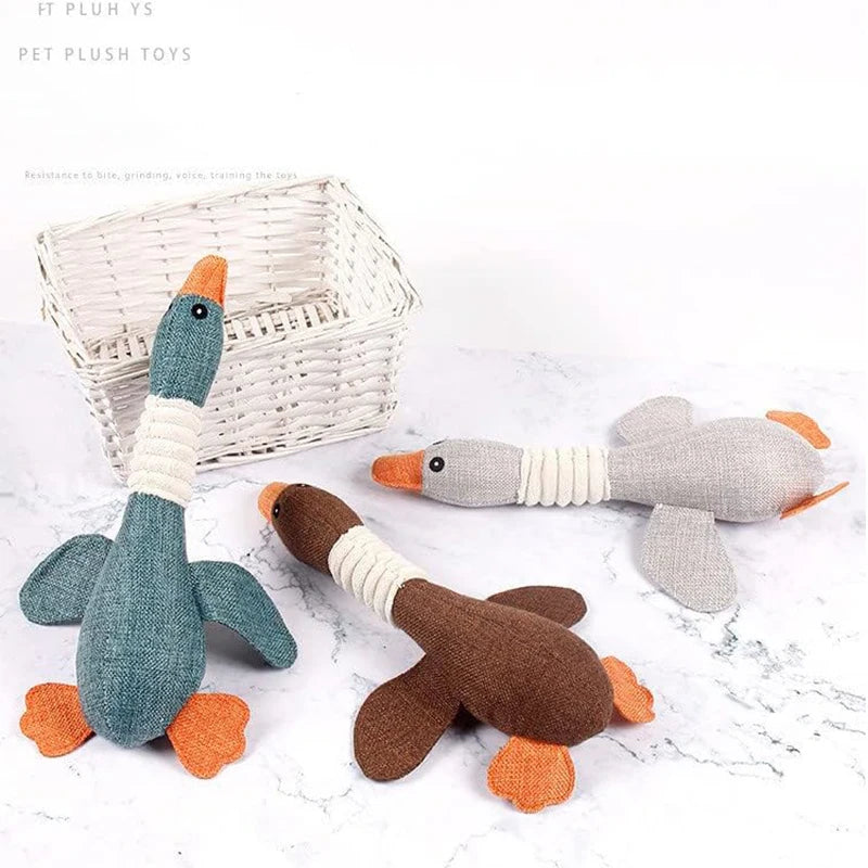Durable Goose Squeaky Dog Toy – Plush Chew Toy