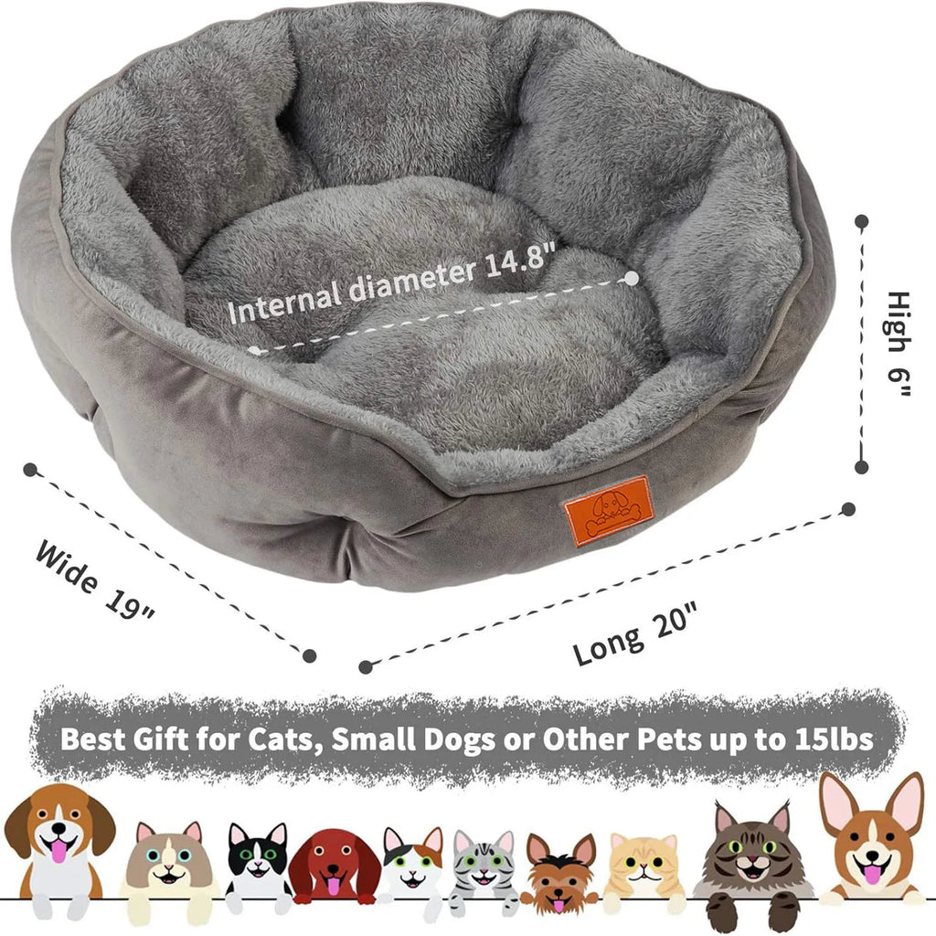 Plush Cat & Small Dog Bed – Washable Pet Cushion
