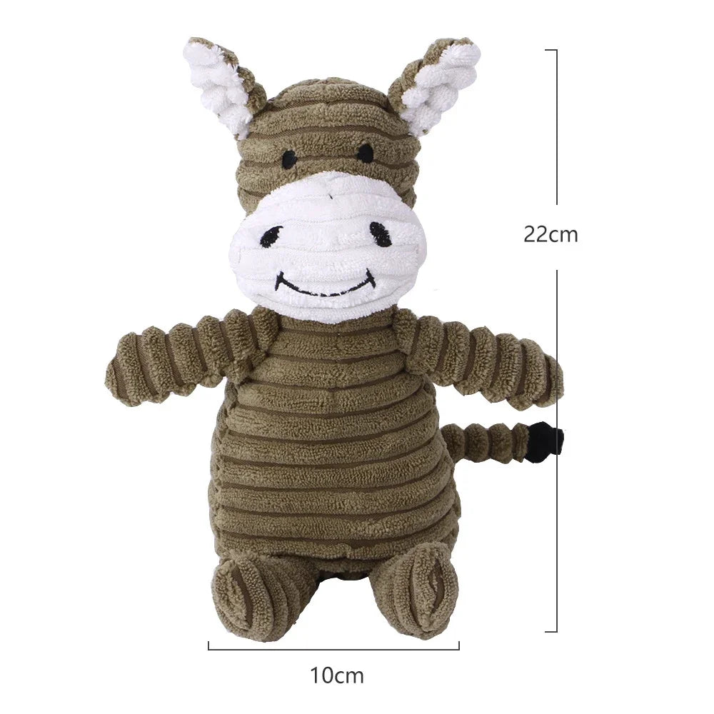 Corduroy Animal Plush Dog Toy with Squeaker