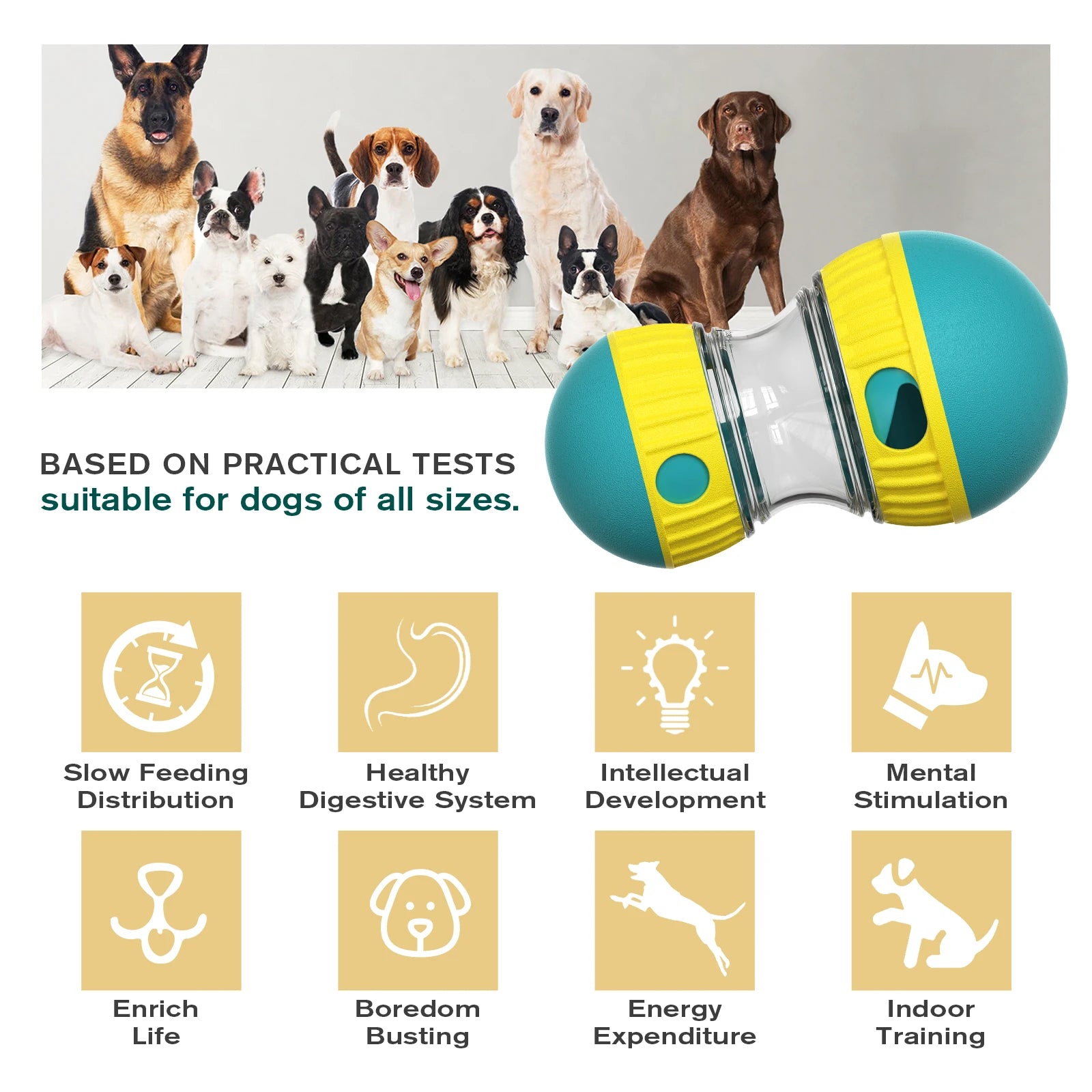 Interactive Dog Slow Feeder Treat Dispenser Toy