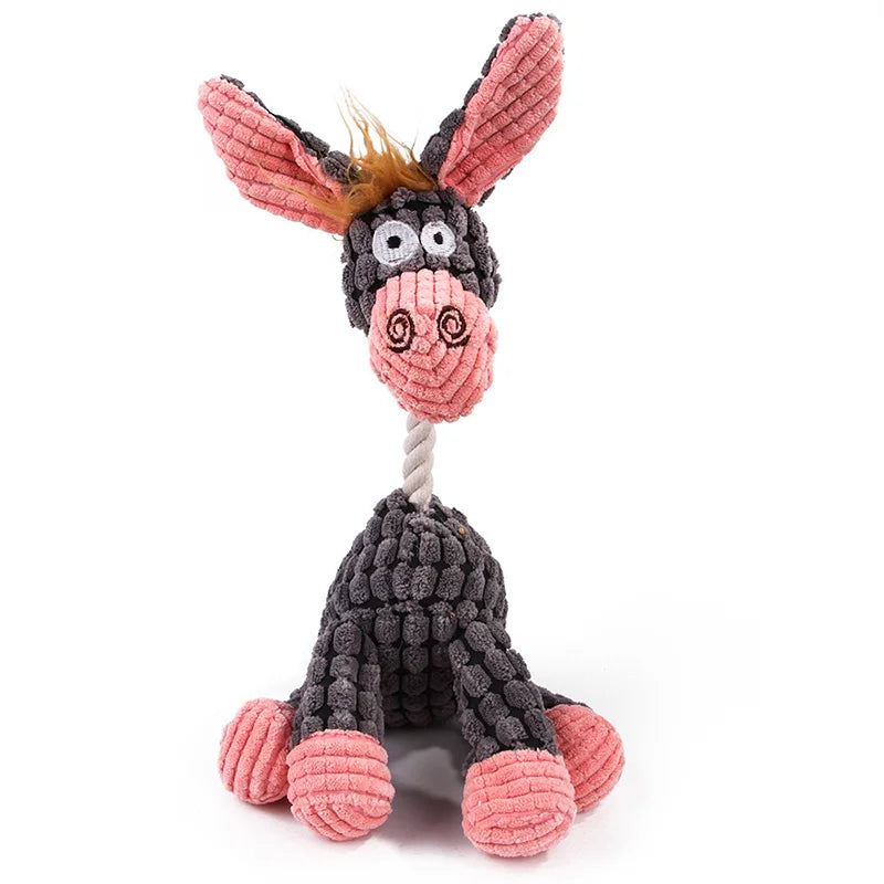 Corduroy Animal Plush Squeaky Dog Toy