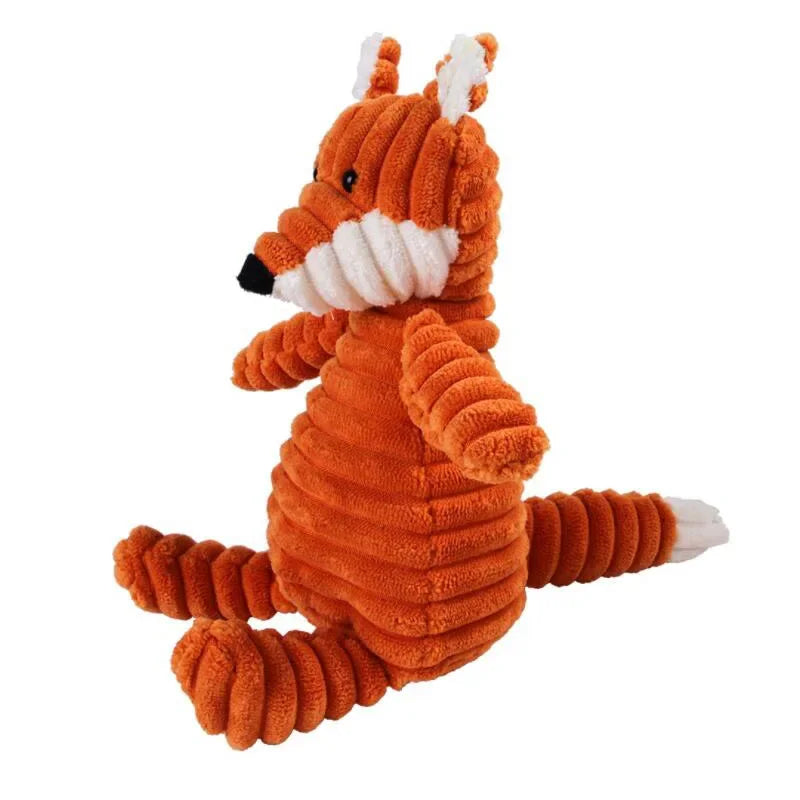 Corduroy Animal Plush Dog Toy with Squeaker