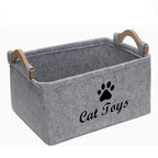 Dog Toy Storage Basket with Wooden Handles