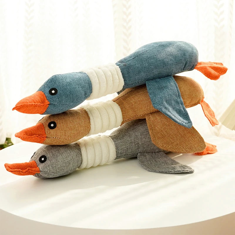 Durable Goose Squeaky Dog Toy – Plush Chew Toy