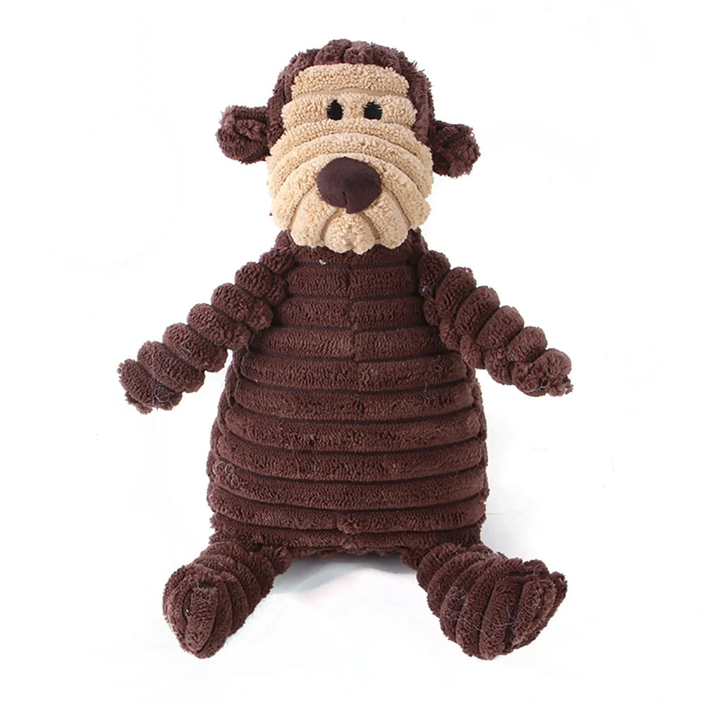 Corduroy Animal Plush Squeaky Dog Toy