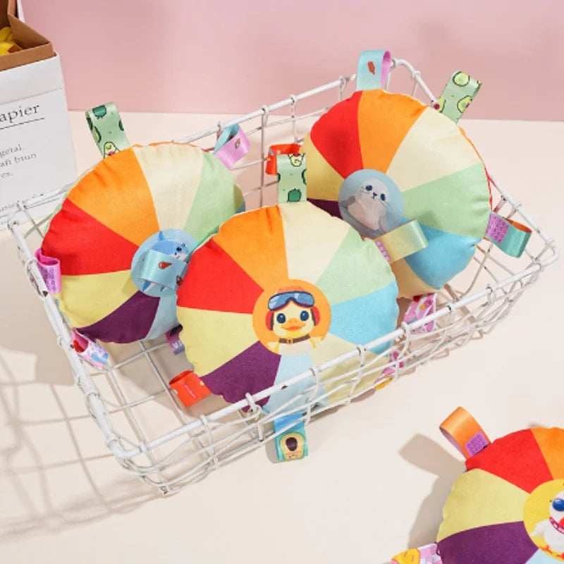 Colorful Plush Dog Chew Toy with Tags