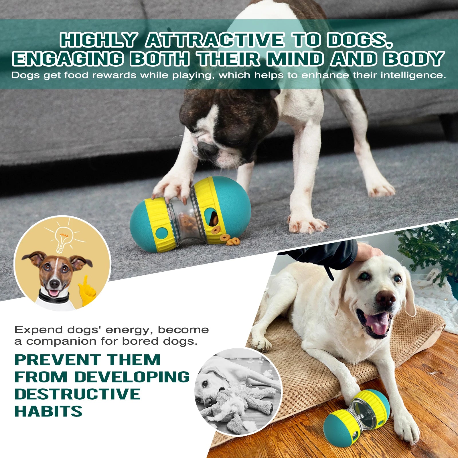 Interactive Dog Slow Feeder Treat Dispenser Toy