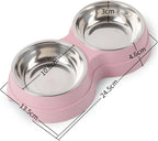 Double Pet Bowl with Stainless Steel Feeding Dish