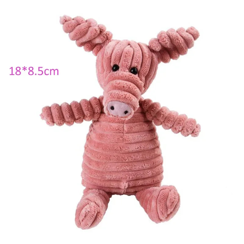 Corduroy Animal Plush Dog Toy with Squeaker