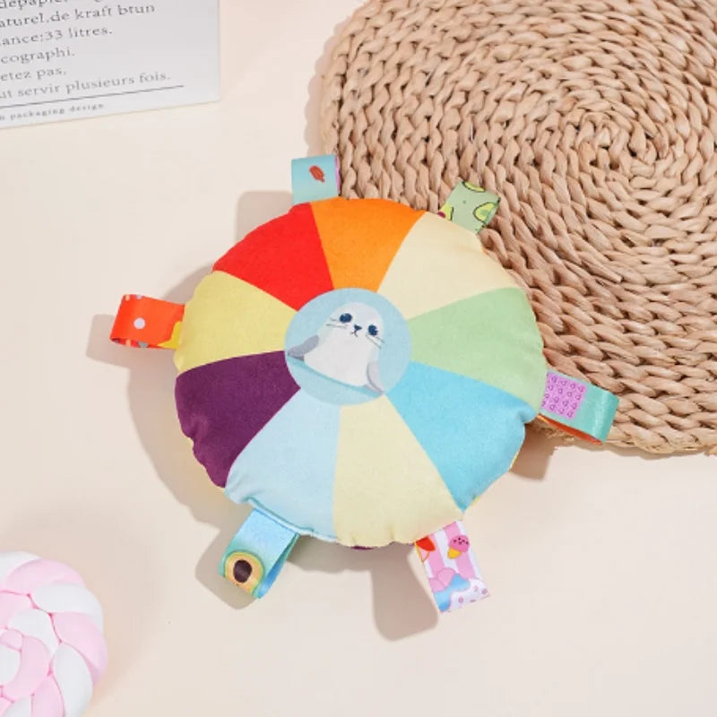 Colorful Plush Dog Chew Toy with Tags