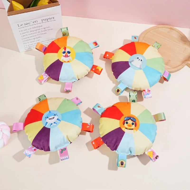 Colorful Plush Dog Chew Toy with Tags