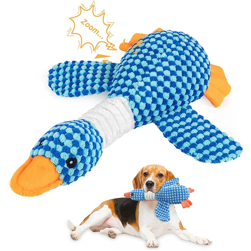Durable Squeaky Dog Toy – Goose & Carrot Plush