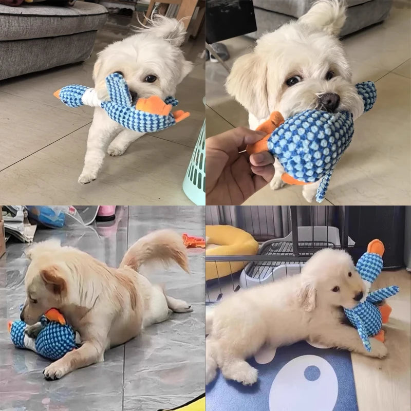 Durable Squeaky Dog Toy – Goose & Carrot Plush