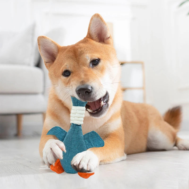 Durable Goose Squeaky Dog Toy – Plush Chew Toy
