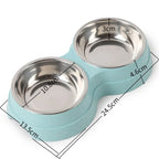 Double Pet Bowl with Stainless Steel Feeding Dish