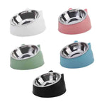 Cute Cat Ear Pet Bowl with Stainless Steel Dish