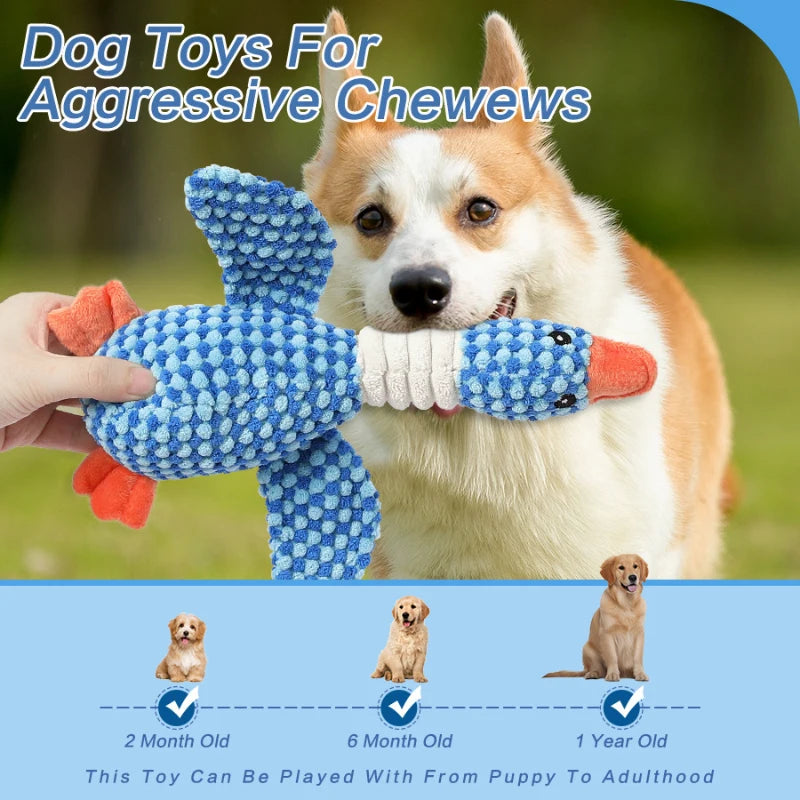 Durable Squeaky Dog Toy – Goose & Carrot Plush