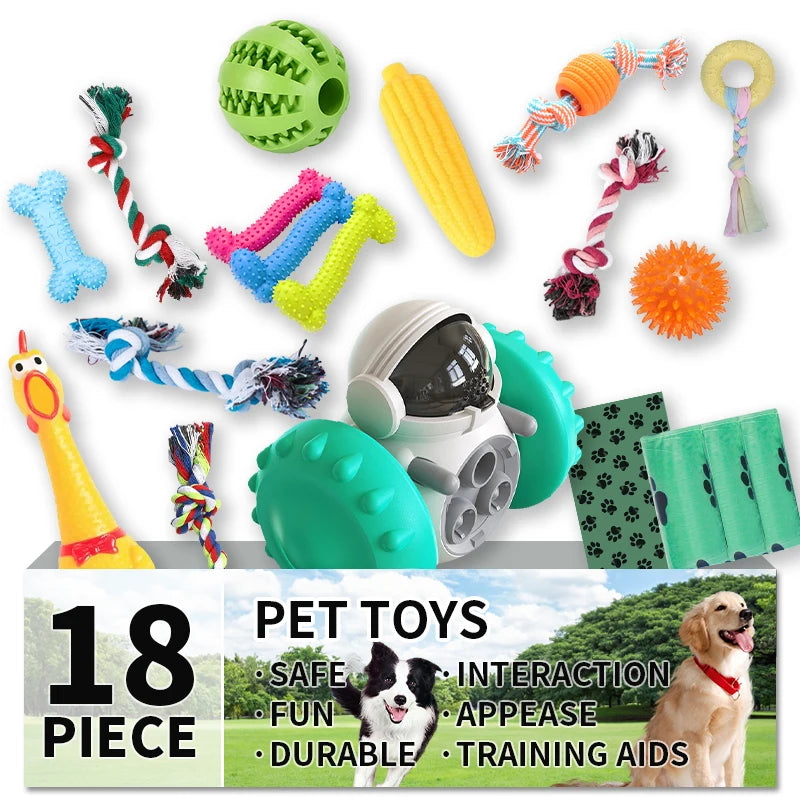 18-Pack Dog Toy Set – Chew, Rope & Interactive Toys