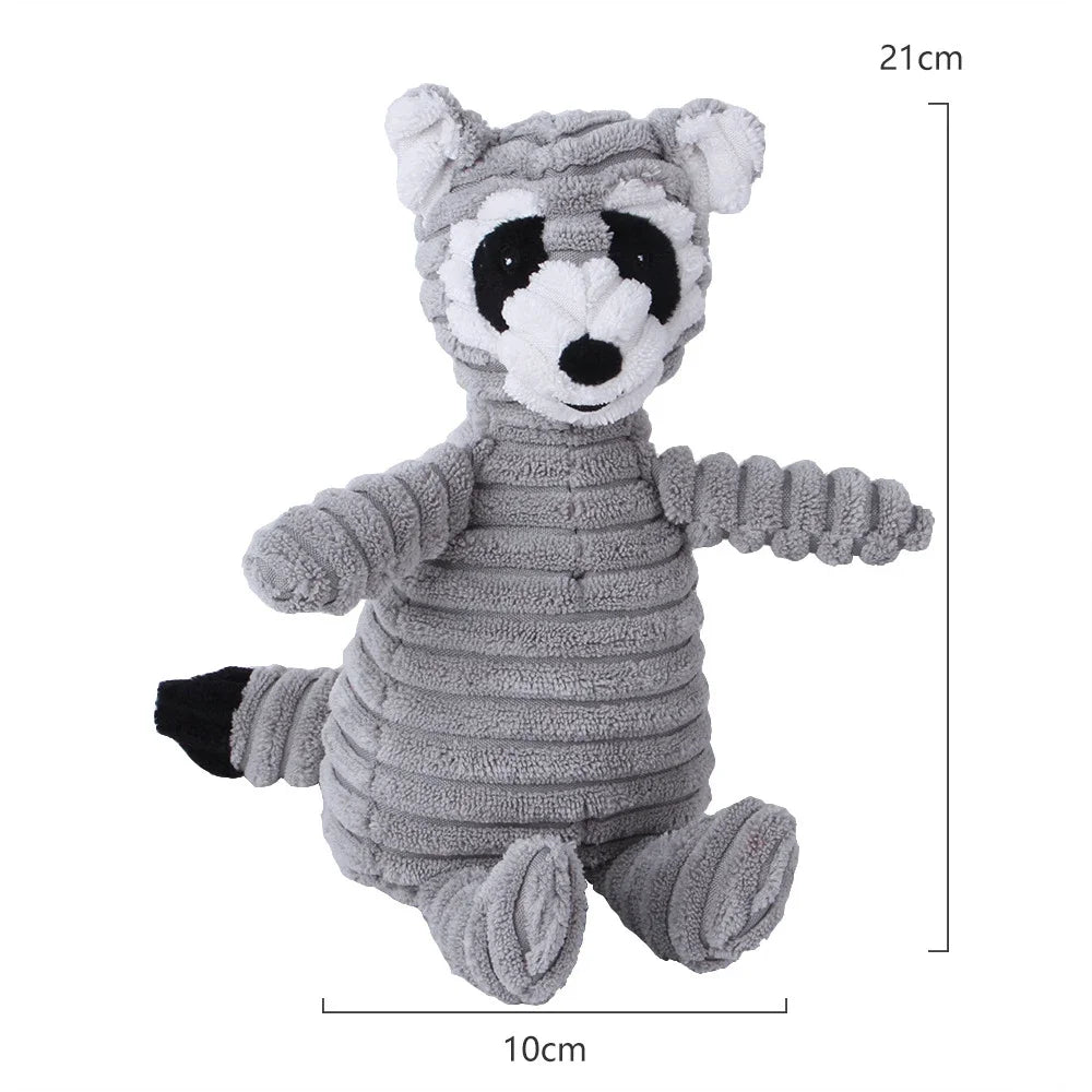 Corduroy Animal Plush Dog Toy with Squeaker